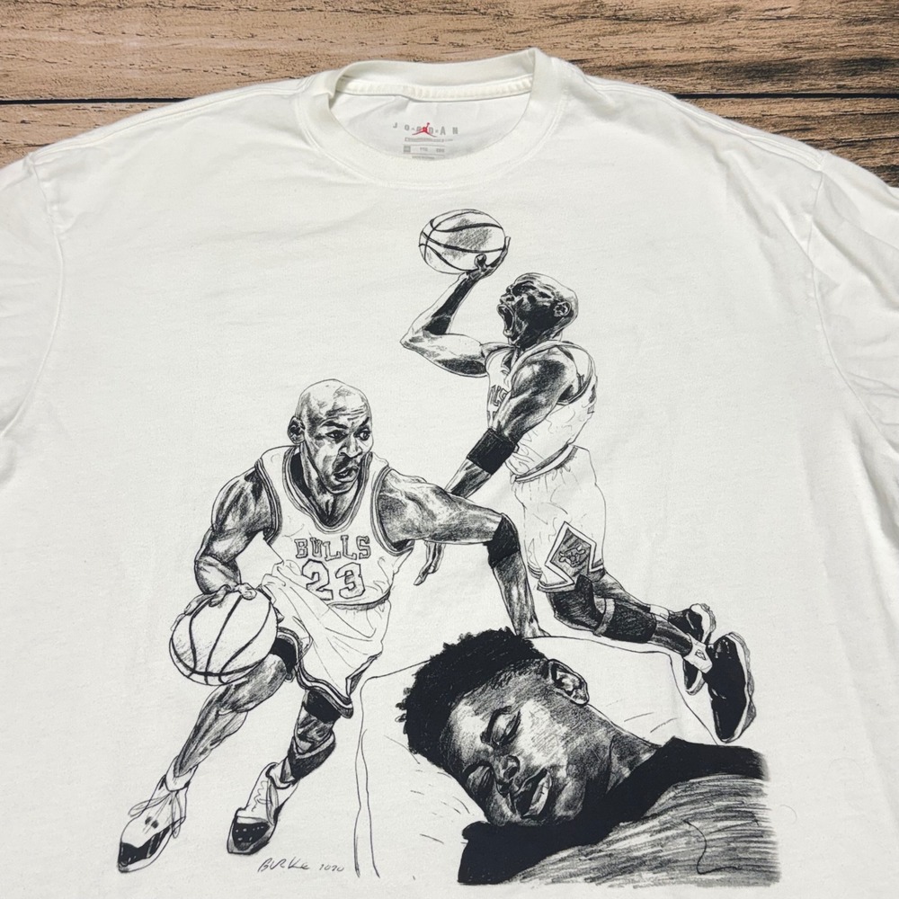 Jordan Off-White T-Shirt Mens XXL White Hoop Heroes Philip Burke DB4300-100
